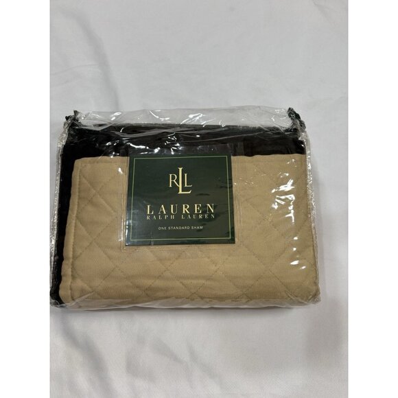 Ralph Lauren CHARLESTON Tan Chino Quilted standard Sham NEW w/ Tags - Picture 1 of 7